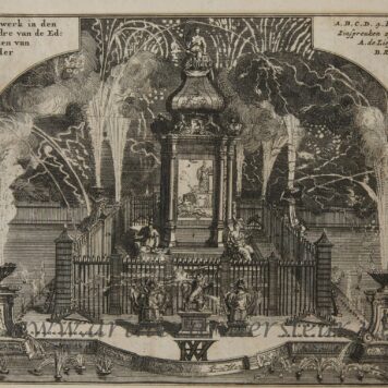 [Antique print, etching, Den Haag, The Hague, Hofvijver] Afbeelding van het Vuurwerk..., published 1713.