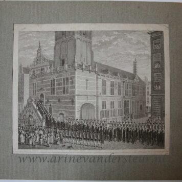 [Antique print, etching] View on the old town hall (stadhuis) of Rotterdam, published in 1787.
