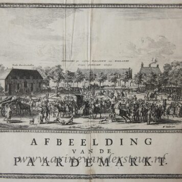 [Antique print; etching and engraving] Afbeelding van de paardemarkt (Delft), published 1729.