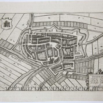 [Antique print, etching] Map of Oudewater, published 1652.