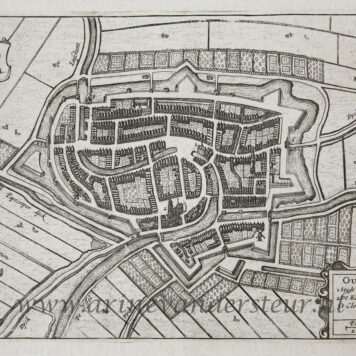 [Antique print, etching] Map of Oudewater, published 1652.