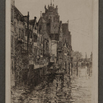 [Modern print, etching] View on a canal in Dordrecht, ca. 1850-1900.