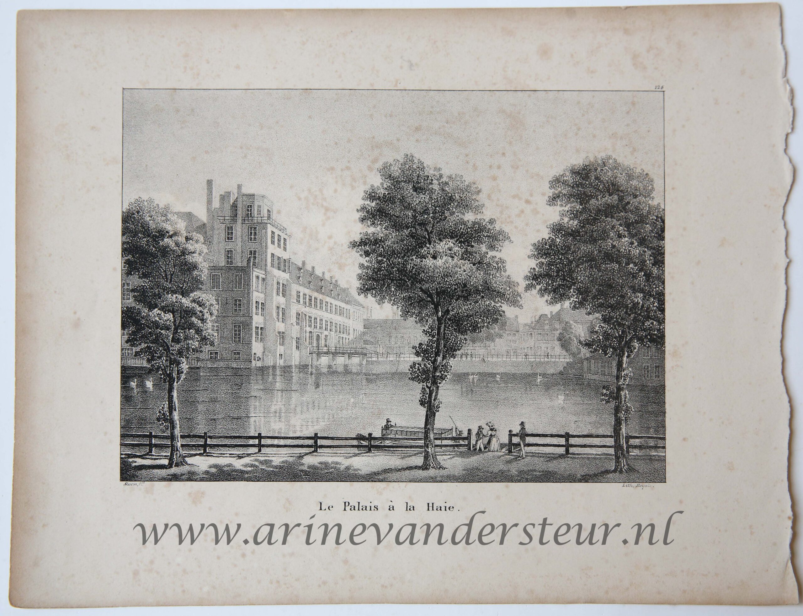 [Antique print, lithography] Le Palais a la Haie (Binnenhof en Lange Vijverberg The Hague), published 1825.