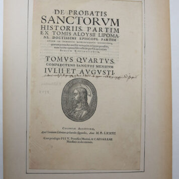 [Antique title page, 1573] De probatis sanctorum historiis, published 1573, 1 p.