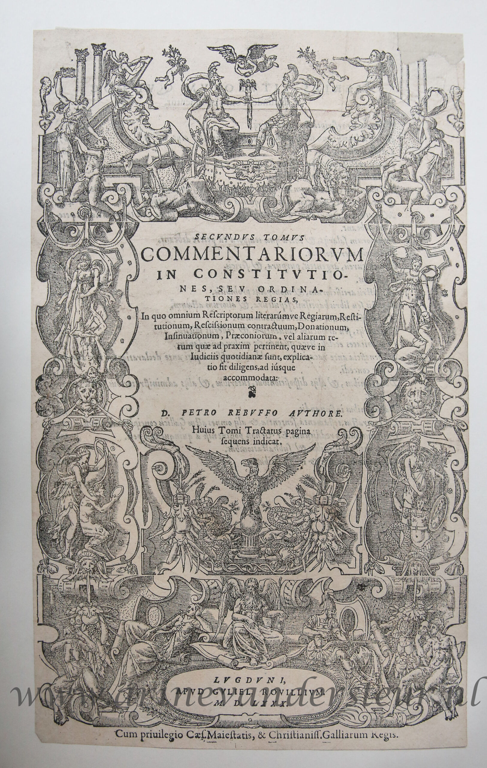 [Antique title page, 1553] COMMENTARIORUM IN CONSTITUTIONES, SEU ORDINATIONES REGIAS, published 1553, 1 p.