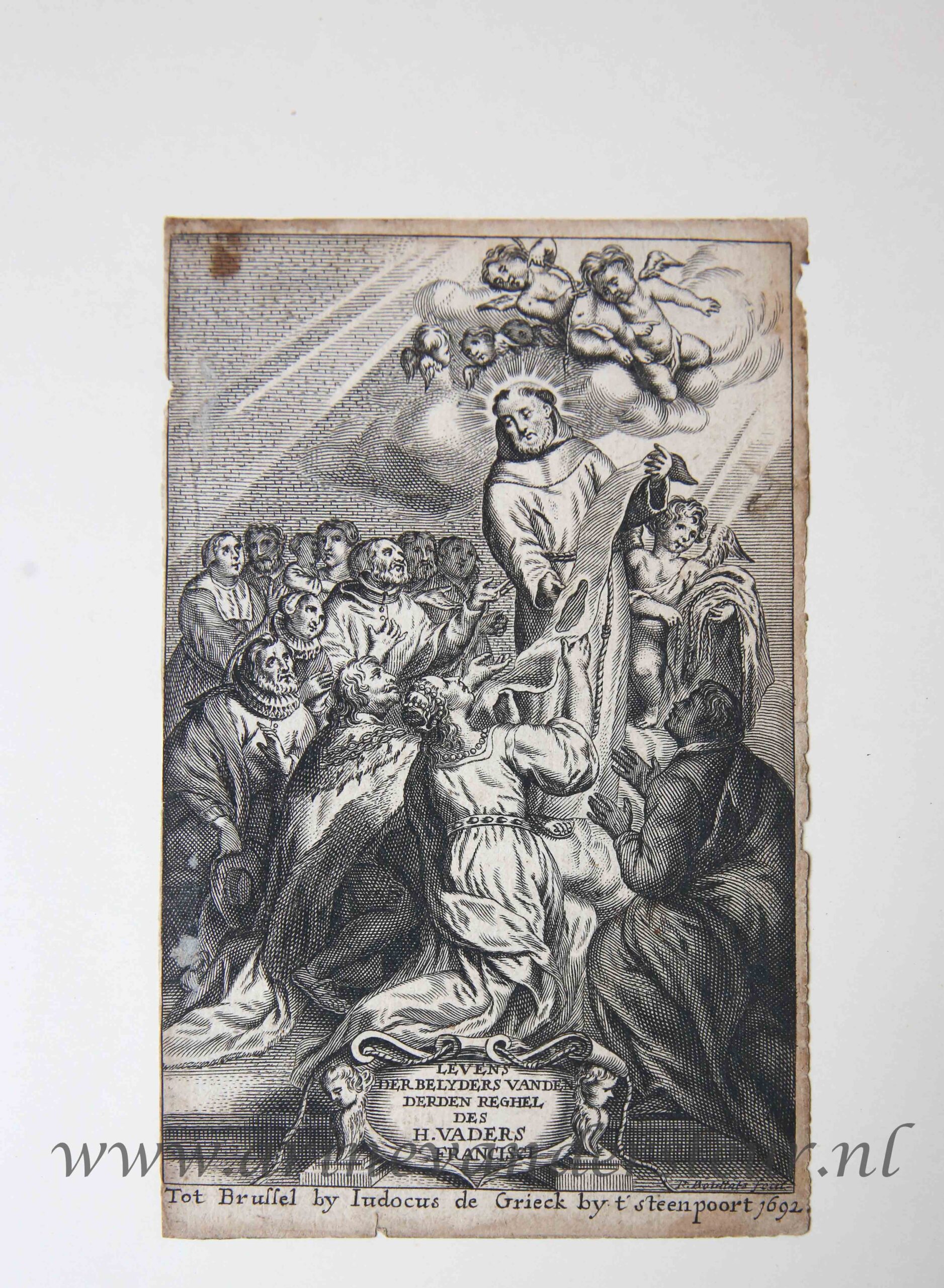 [Antique title page, 1692] LEVENS DER BELYDERS VAN DE DERDEN REGHEL DES H. VADERS FRANCISCI, published 1692, 1 p.