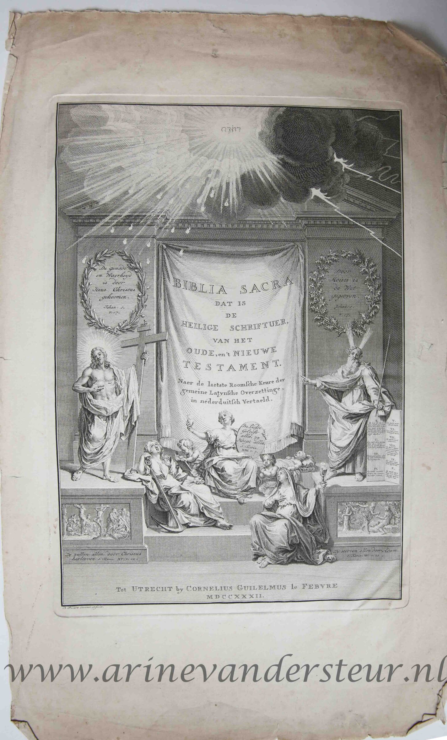 [Antique title page, 1732] Biblia Sacra, published 1732, 1 p.