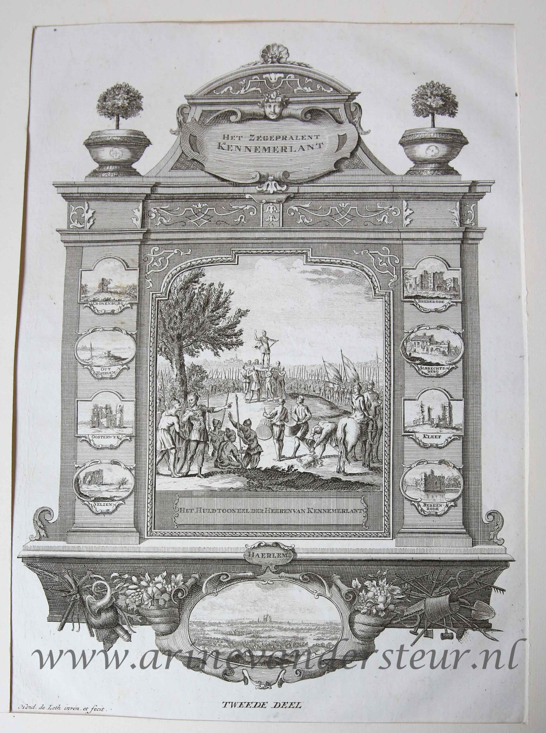 [Antique title page, 1729] Het zegenpralent Kennemerlant (tweede deel), published 1729, 1 p.