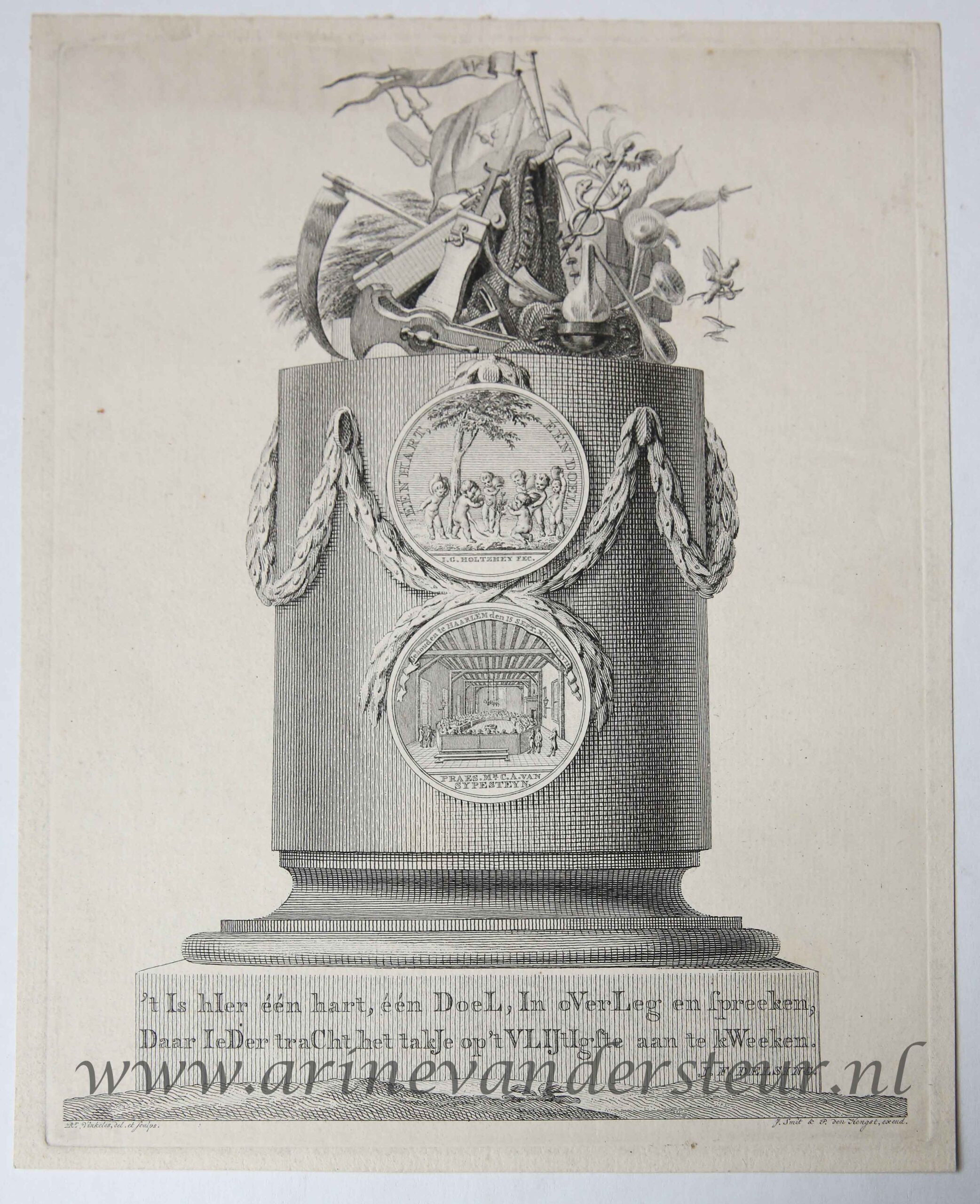 [Antique title page, 1778] Tijdvers op de algemene vergadering van de Oeconomische tak van de Maatschappij der Wetenschappen te Haarlem, published 1778, 1 p.