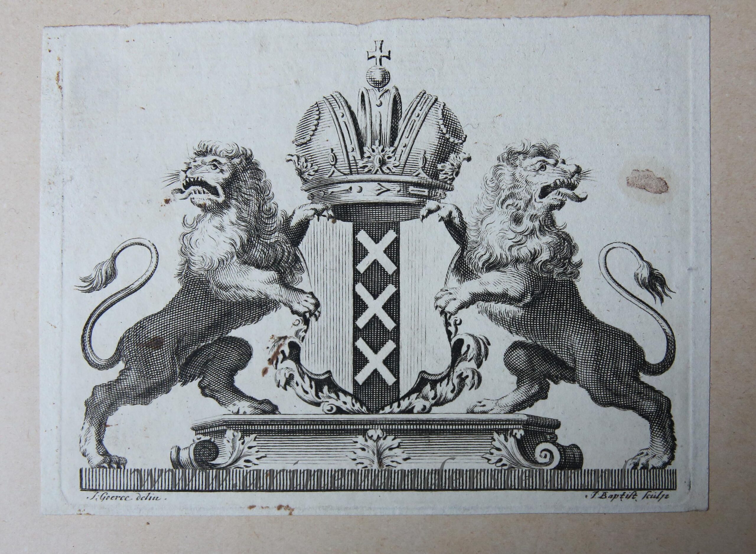 [Antique print, vignette, ca. 1700] Vignette with the arms of Amsterdam, published ca. 1700, 1 p.