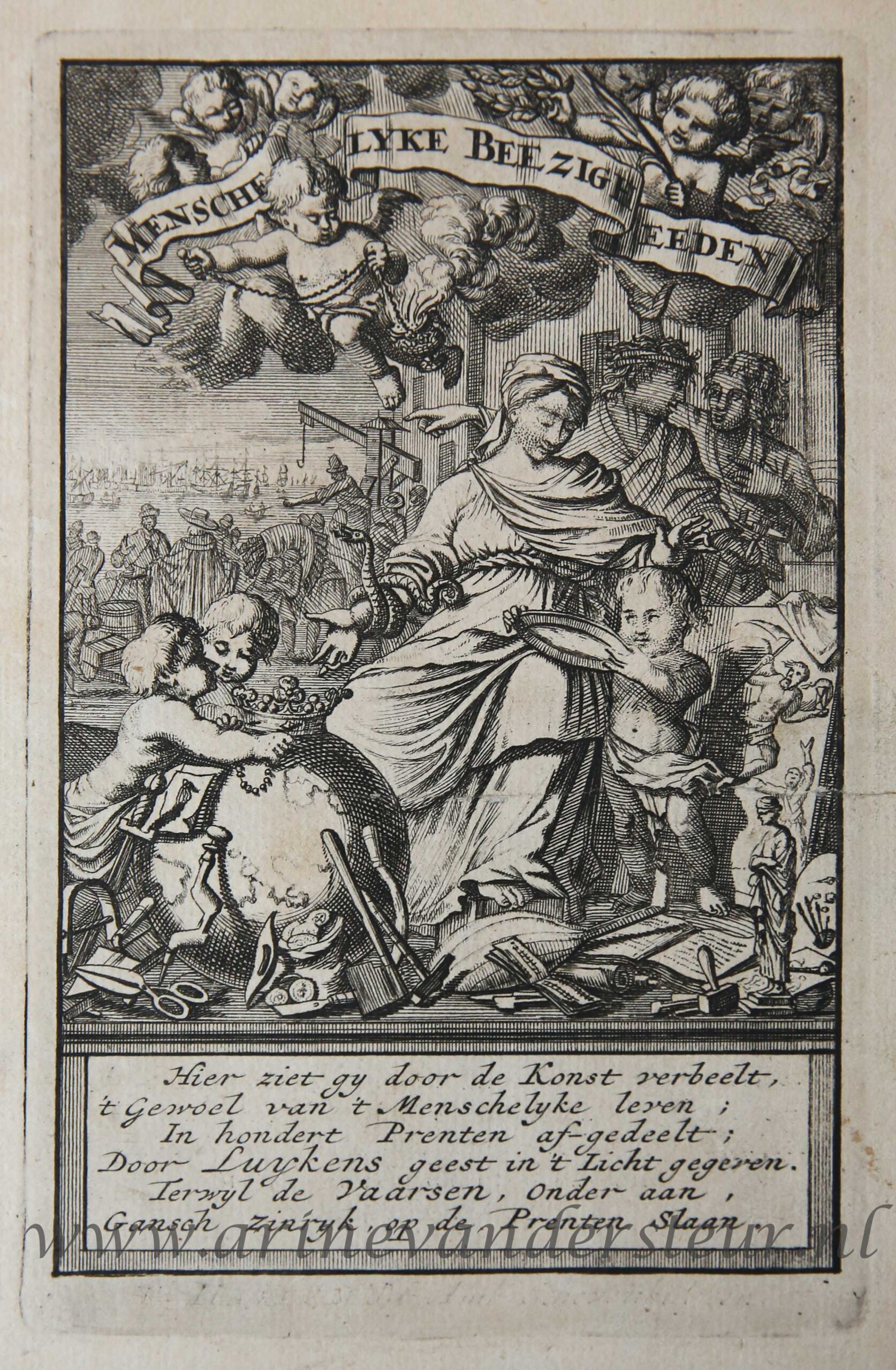 [Antique title page, 1695 or 1751] MENSCHELYKE BEEZIGHEEDEN, published 1695 or 1751, 1 p.
