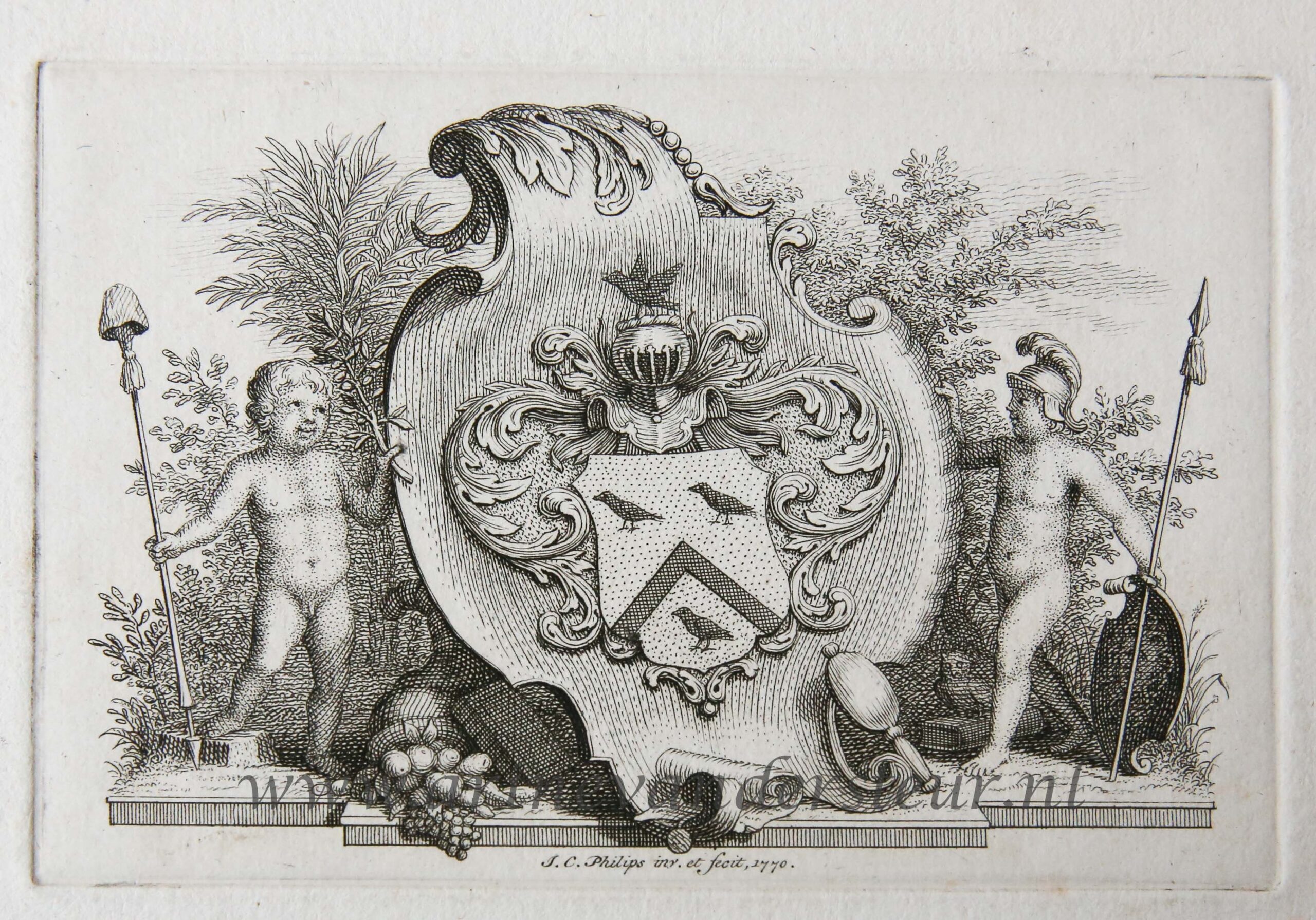[Heraldic vignette, 1770] Vignette with a family coat of arms, published 1770, 1 p.