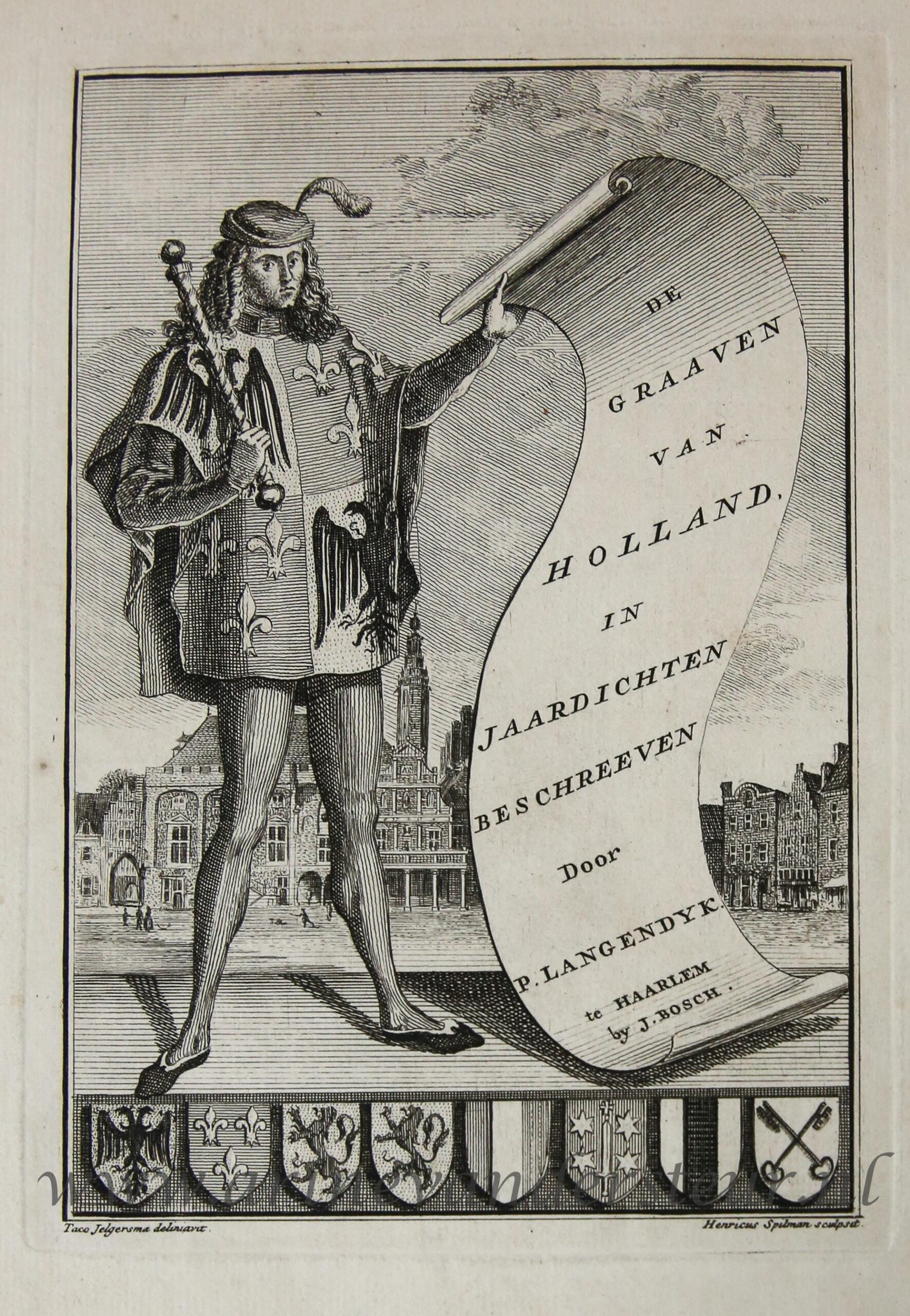 [Antique title page, 1745] Heraut voor het stadhuis van Haarlem [De Graaven van Holland], published 1745, 1 p.