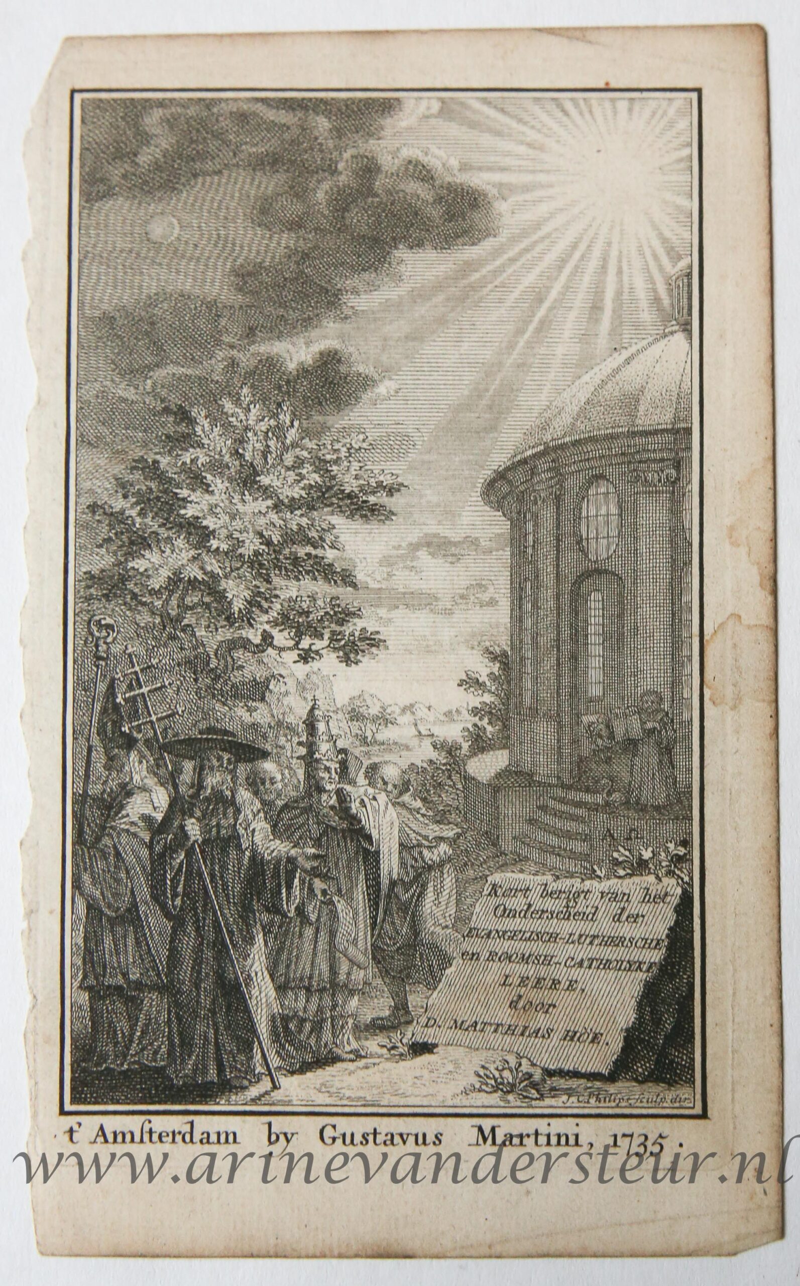 [Antique title page, 1735] Kort bericht van het onderscheyd der evangelisch-luthersche en roomsch-catholyke leere, published 1735, 1 p.
