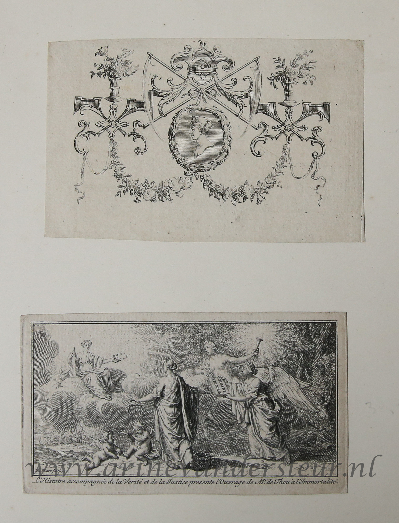 [Antique prints, vignettes, 1732] Page decoration and an allegory, published 1732, 1 p.