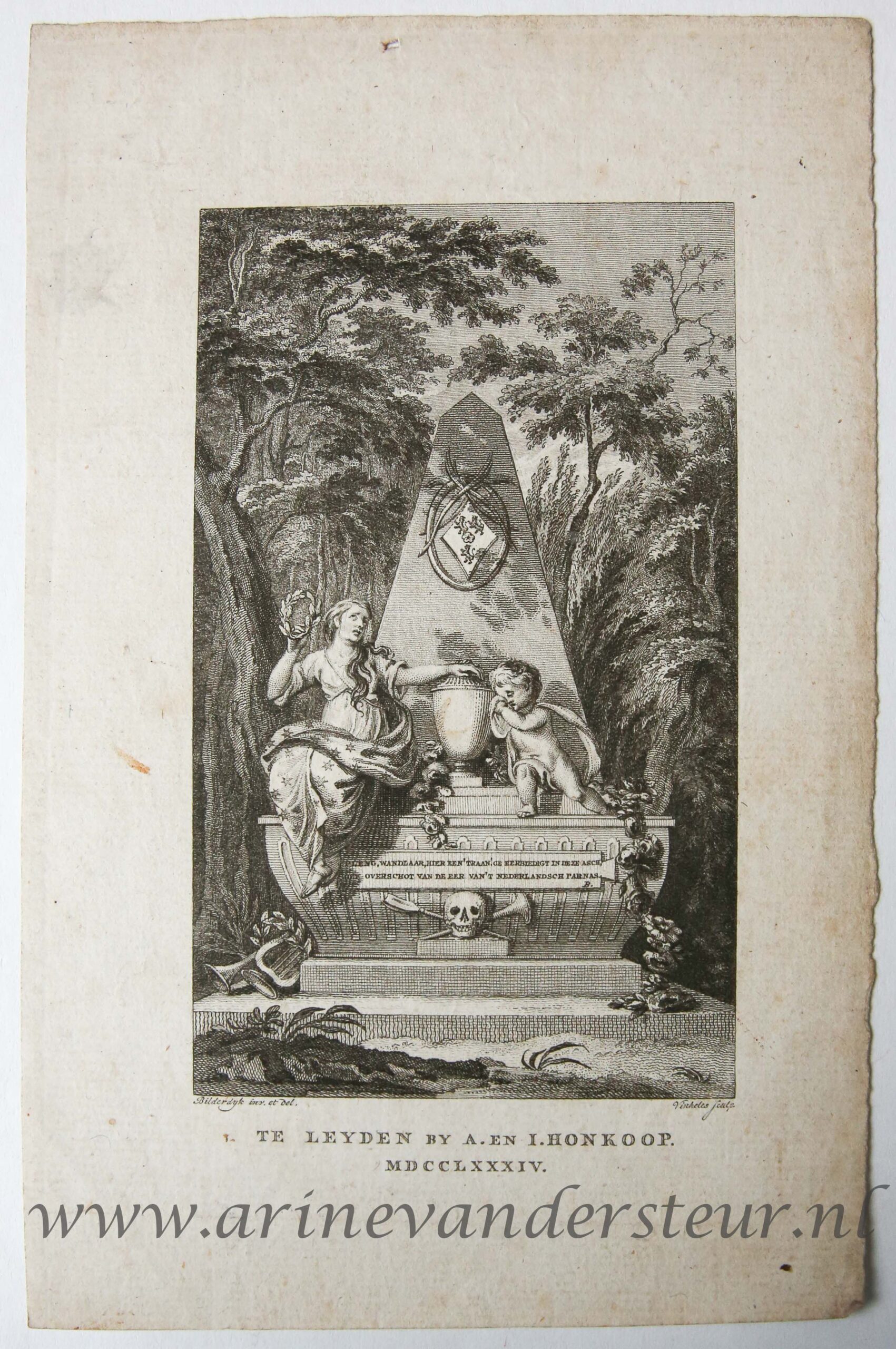 [Antique title page, 1784] Monument for Juliana Cornelia de Lannoy / Gedenkzuil voor Juliana Cornelia de Lannoy, published 1784, 1 p.