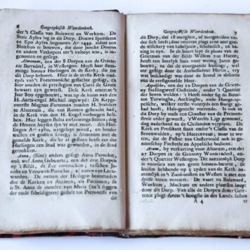 Geographisch woordenboek, behelsende een uytvoerige beschrijving van de Friesche dorpen, buurten, edele en eygenerfde staten onder deselve resorterende, benevens derzelver successive bewoonders, midsgaders van beroemde mannen aldaar geboren [...]. Leeuwarden: A. Ferwerda, 1749.