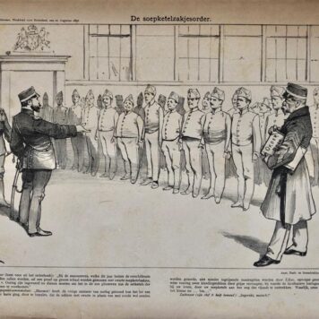 [Original lithograph/lithografie by Johan Braakensiek] De soepketelzakjesorder, 21 Augustus 1892, 1 pp.