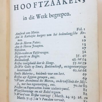 [1] Papekost, opgedist in Geuse schotelen, handelende van de Pausselyke opkomst, afgodery en beeldendienst mis, mitsgaders hun val en einde . Blokziel [= Leiden, Joh. du Vivie], 1720. [gebonden met:] [2] Geuse-kost, opgedist in Paapse schotelen, handelende van de souvereine oppermagt en heerschappye der Roomsche pausen. z. pl. [= Leiden, Joh. du Vivie], 1725. [RARE/ZELDZAAM DEEL] [TOGETHER WITH:]