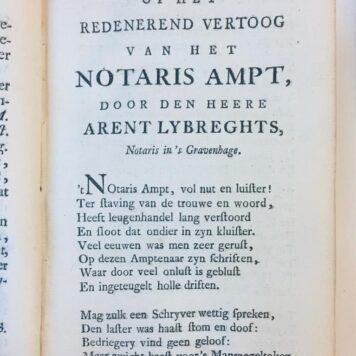 Redenerend vertoog over 't notaris ampt, behelzende eene duidelyke en nette verklaring van deszelfs gronden omtrent veelerleye gevallen in de practyk, alles volgens placaten en costumen dezer landen, 2 parts, second edition, Amsterdam, Ratelband 1736.